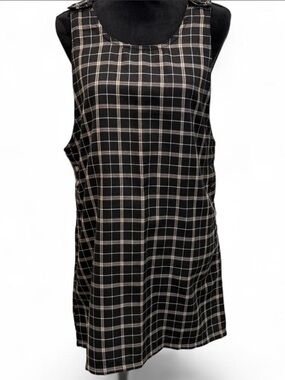 Vintage Bonnie Evans Plaid Tank Top Y2K Deadstock Black Brown Medium